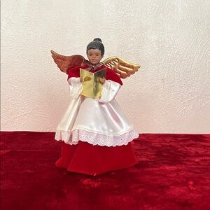 Red and White Angel Figurine with Gold Wings